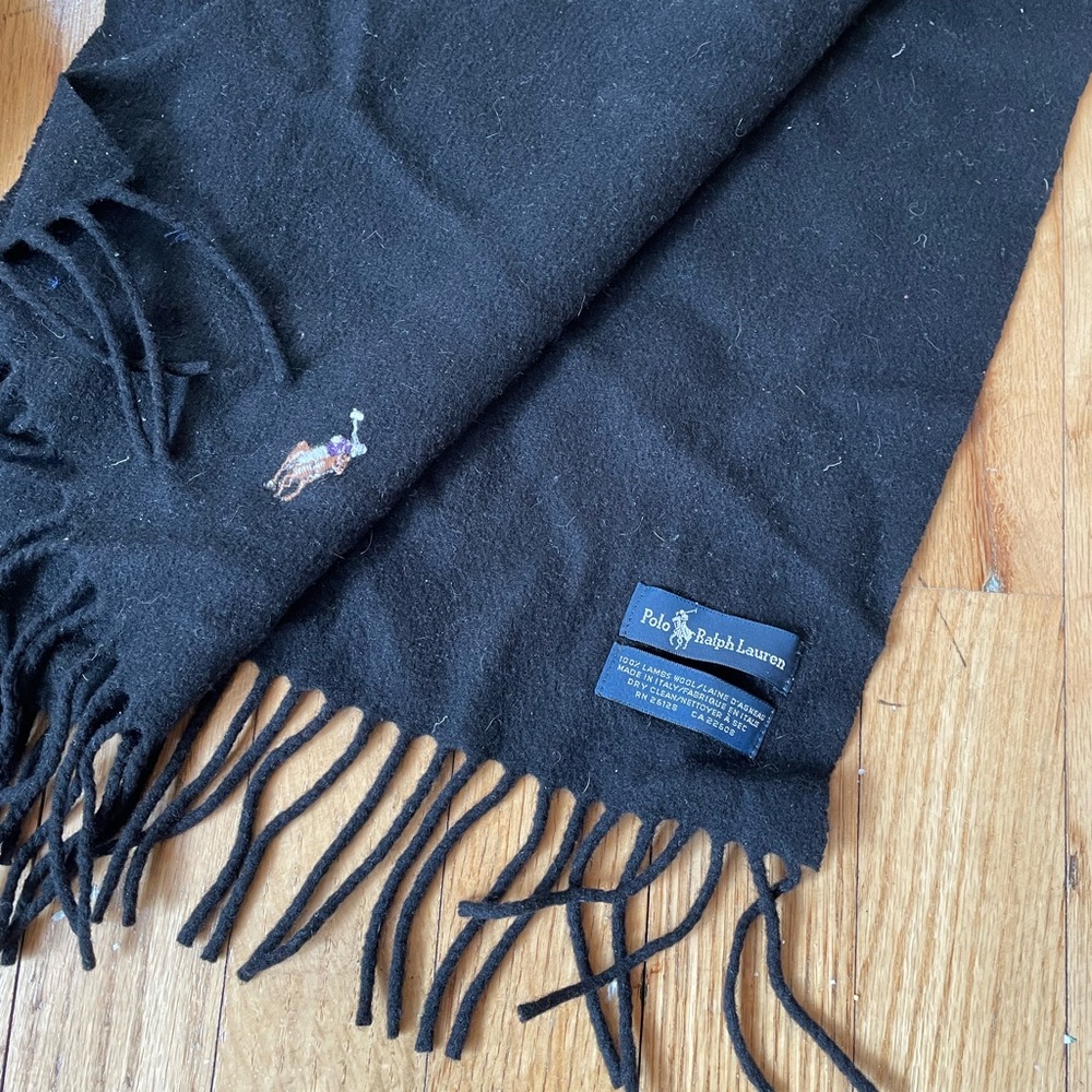 Black Fringe Scarf Ralph Lauren